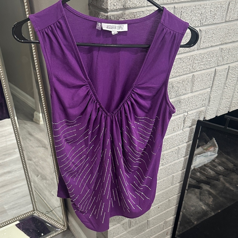 Jennifer Lopez Purple Tank Top with Silver Accents